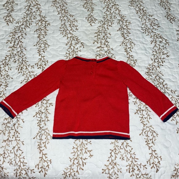 NWT Janie and Jack red holiday Christmas knit striped baby bow sweater 3-6 month - Picture 6 of 8